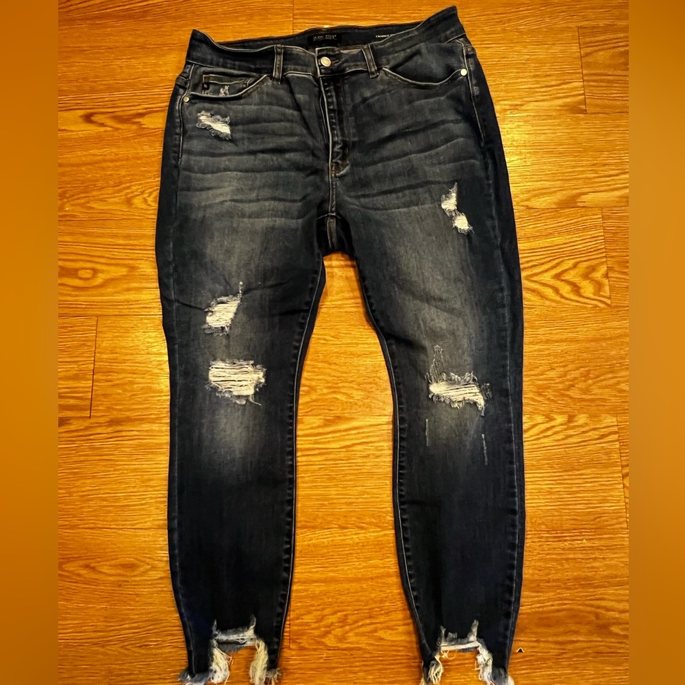Judy Blue Men's Black Distressed Skinny Jeans #10